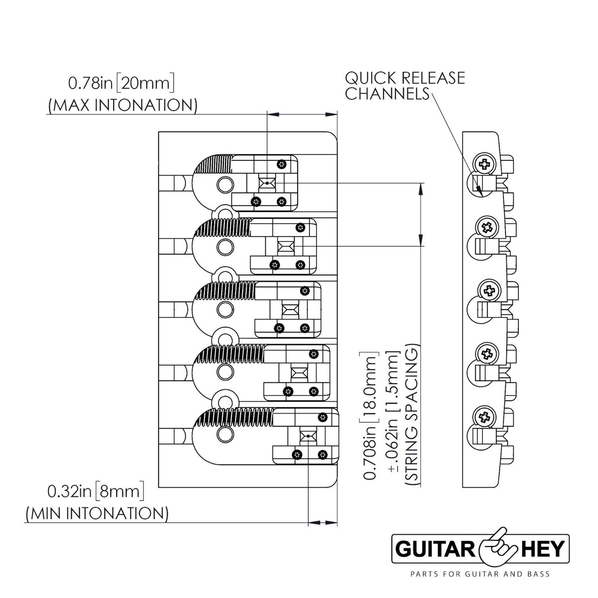NEW Hipshot 5A5FM3AN 5-String A Style Aluminum Bass Bridge Fender Deluxe NICKEL