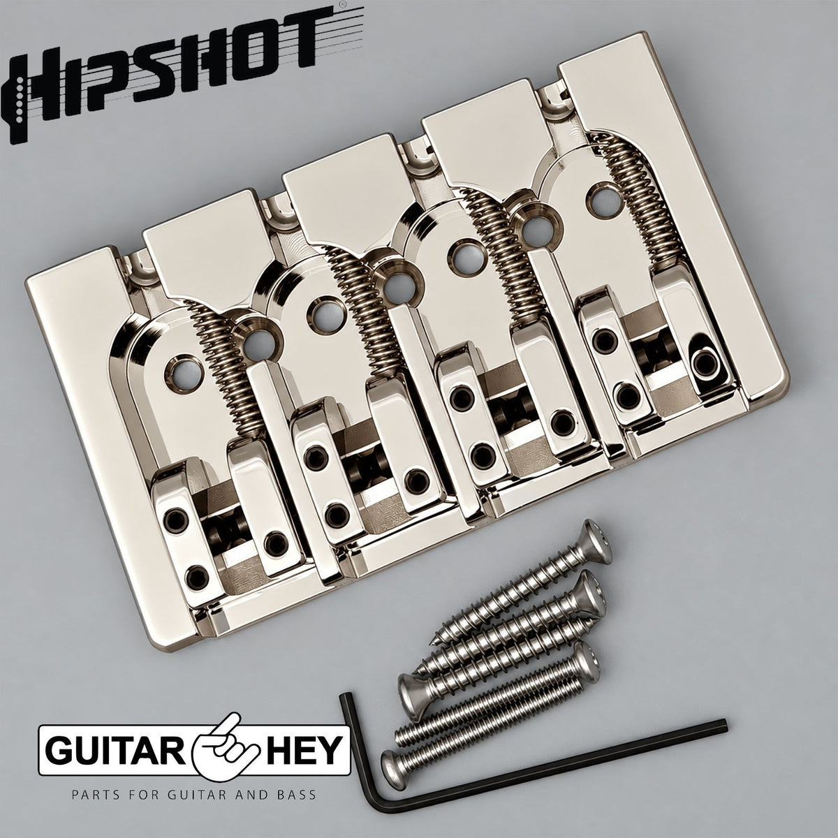 NEW Hipshot 5A4FM2AN 4 string A Style Fender Mount Aluminum Bass Bridge - NICKEL