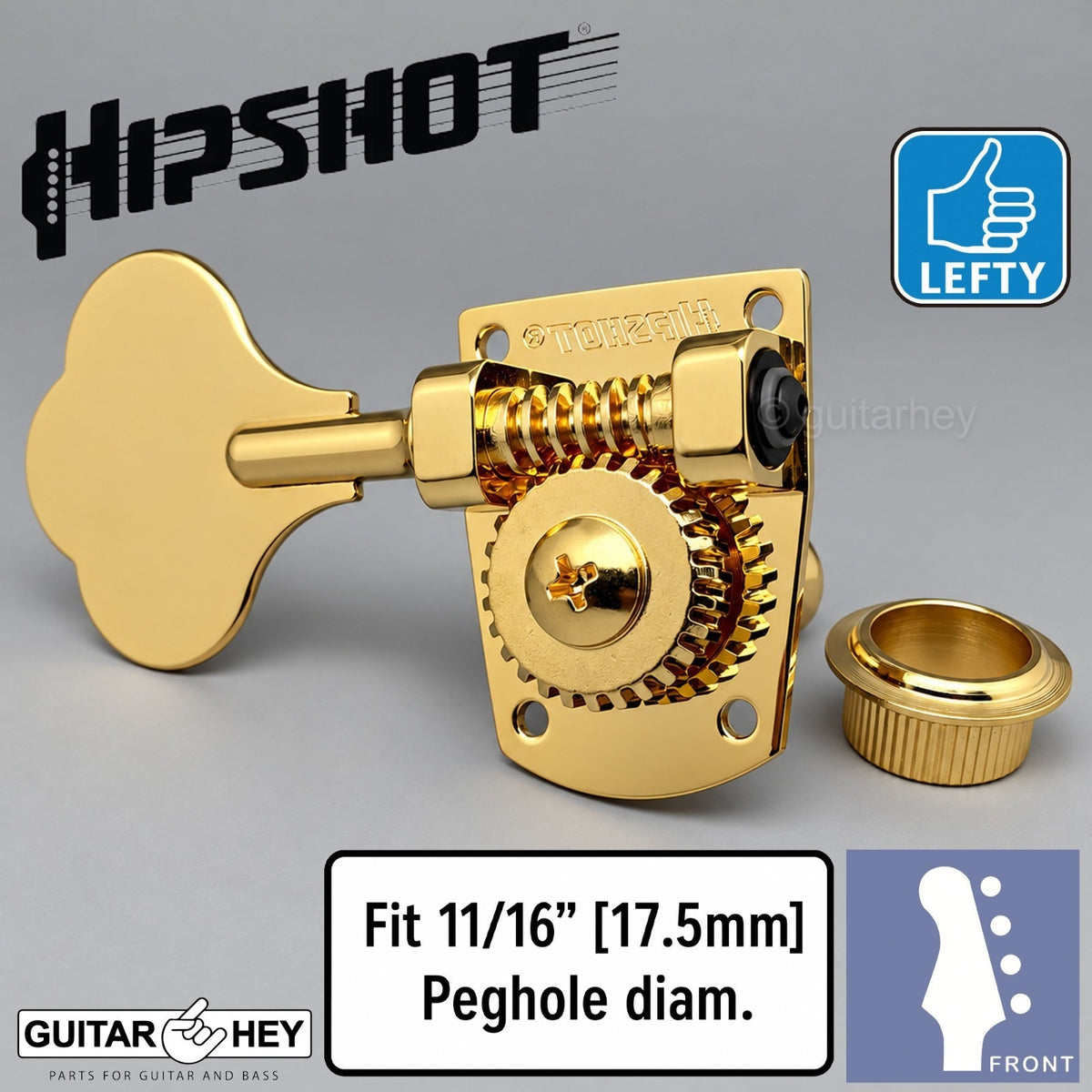NEW Hipshot HB7 4 String Upgrade for Fender MIM Bass TREBLE SIDE LEFTY - GOLD