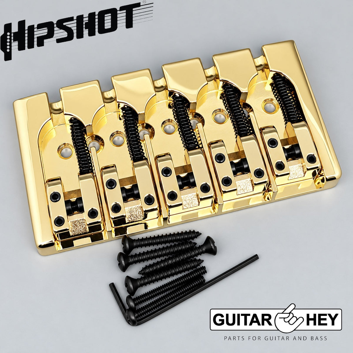Hipshot 5A5FM3BG 5-String A Style SOLID BRASS Bass Bridge Fender Deluxe - GOLD