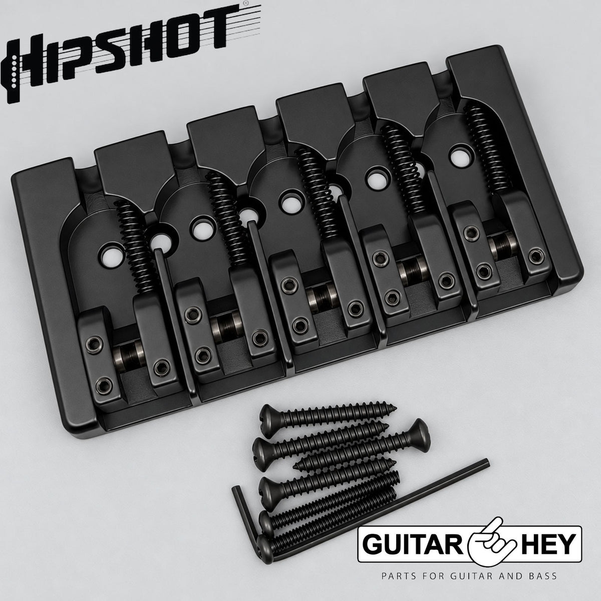 Hipshot 5A5FM3BB 5-String A Style SOLID BRASS Bass Bridge Fender Deluxe - BLACK