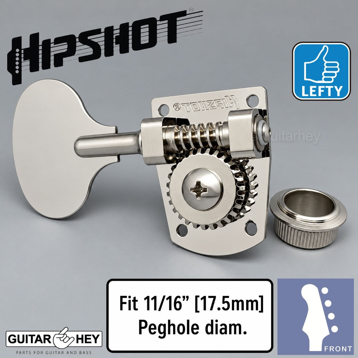 NEW Hipshot HB7 4 String 20710LNT Lollipop Upgrade LEFTY Fender MIM Bass, NICKEL