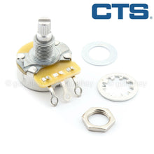 Carregar imagem no visualizador da galeria, NEW (1) CTS 500K Full Size Short/Split Shaft Audio Taper Potentiometer 3/8&quot; tall