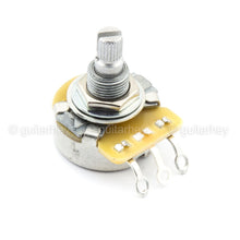 Carregar imagem no visualizador da galeria, NEW (1) CTS 500K Full Size Short/Split Shaft Audio Taper Potentiometer 3/8&quot; tall