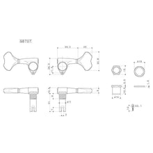 Load image into Gallery viewer, NEW Gotoh GB707 Set 4-in-line Bass Machine Heads Tuner Set Keys - COSMO BLACK