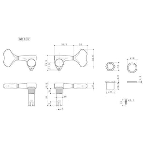 NEW Gotoh GB707 Set 4-in-line Bass Machine Heads Tuner Set Keys - COSMO BLACK