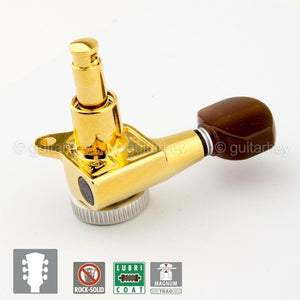 NEW Gotoh SG381 MGT Locking Tuning Keys Set L3+R3 TORTOISE Buttons 3x3 - GOLD