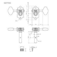Load image into Gallery viewer, NEW Gotoh SEP700-06M Open-Gear Slot Head Keys Scalloped Buttons 3X3 - NICKEL