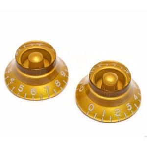 NEW Set of 2 Bell Knobs For Gibson® USA & CTS Split Shaft Pots - GOLD