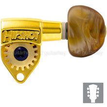 Carregar imagem no visualizador da galeria, NEW Hipshot CLASSIC OPEN-GEAR Tuners L3+R3 Set w/ AMBER Buttons 3x3 - GOLD