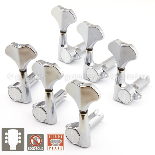 NEW Gotoh GB350 RES-O-LITE Aluminum Bass 6-String Tuning Keys L3+R3 Set - CHROME
