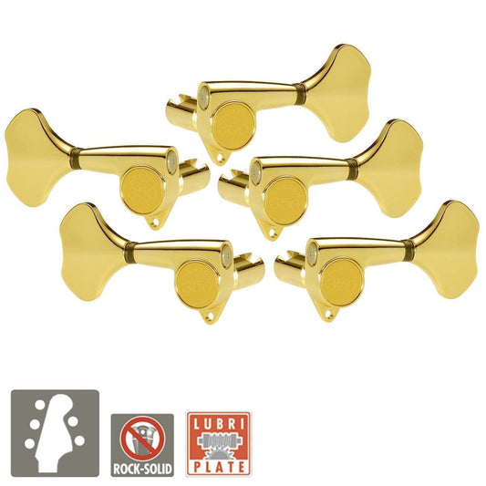 NEW Gotoh GB350 RES-O-LITE Aluminum Bass 5-String Tuning Keys L3+R2 Set - GOLD