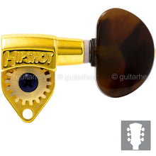 Load image into Gallery viewer, NEW Hipshot CLASSIC OPEN-GEAR Tuners L3+R3 Set TORTOISE LARGE Buttons 3x3 - GOLD