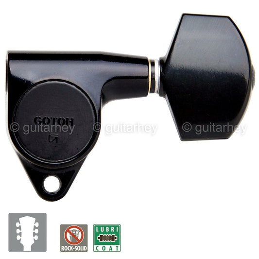NEW Gotoh SG301-01 Tuners L3+R3 Guitar Tuning Keys LARGE BUTTONS Set 3x3 - BLACK