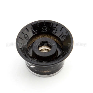 NEW Set 4 BLACK Bell Top Hat KNOBS Silver Reflector for Gibson 1/4" Tone Volume