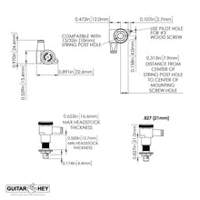 Load image into Gallery viewer, NEW Hipshot 6-in-Line Mini LOCKING Tuners SET w/ AMBER BUTTONS - SATIN CHROME