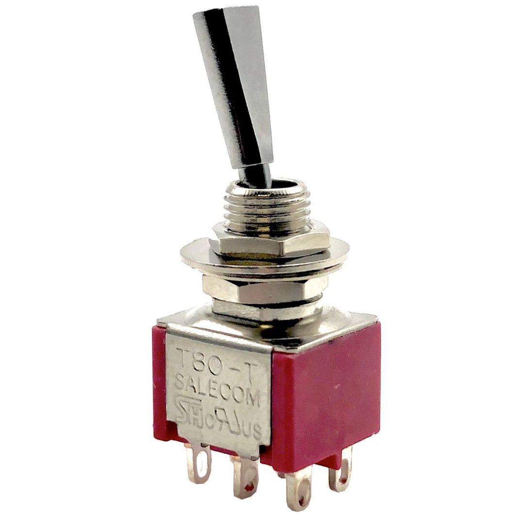 NEW (1) On-On-On Mini Switch DPDT 3-way Chrome Bass or Guitar