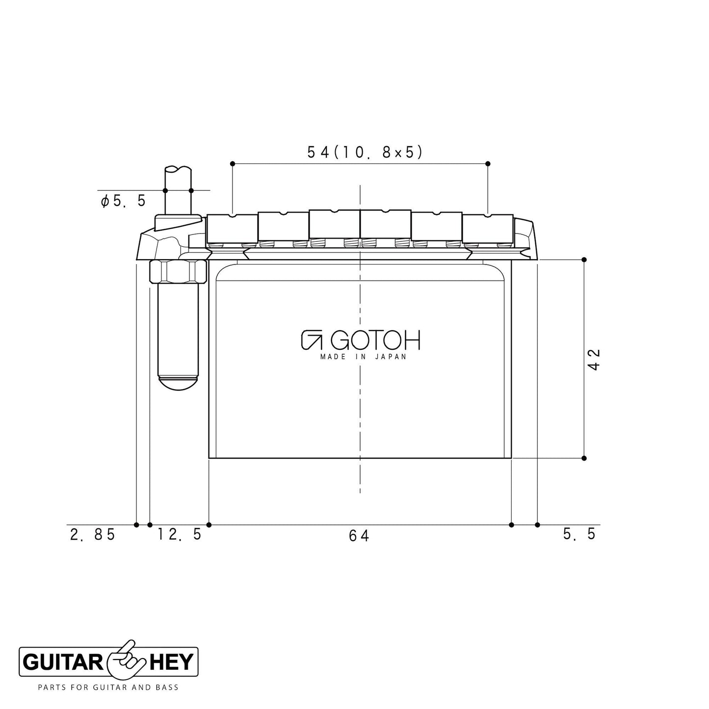 NEW Gotoh EV510T-BS Non-locking 2 Point Tremolo Bridge w/ Hardware - COSMO BLACK