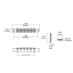 NEW Roller Tunematic BRIDGE for Gibson Les Paul SG TuneOMatic - CHROME