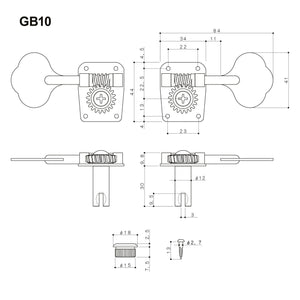 NEW Gotoh GB10 4 In-Line Bass LEFT-HANDED for Fender Mustang Aerodyne - NICKEL