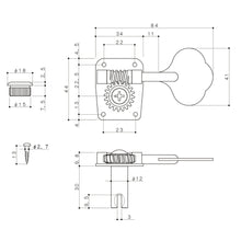 Load image into Gallery viewer, NEW Gotoh GB10 Bass TUNERS L2+R2 Tuning Keys w/ hardware 2x2 Set - NICKEL