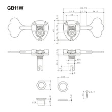 Load image into Gallery viewer, NEW Gotoh GB11W L2+R2 Bass Tuners Tuning Keys 20:1 w/ Hardware - 2x2 - CHROME