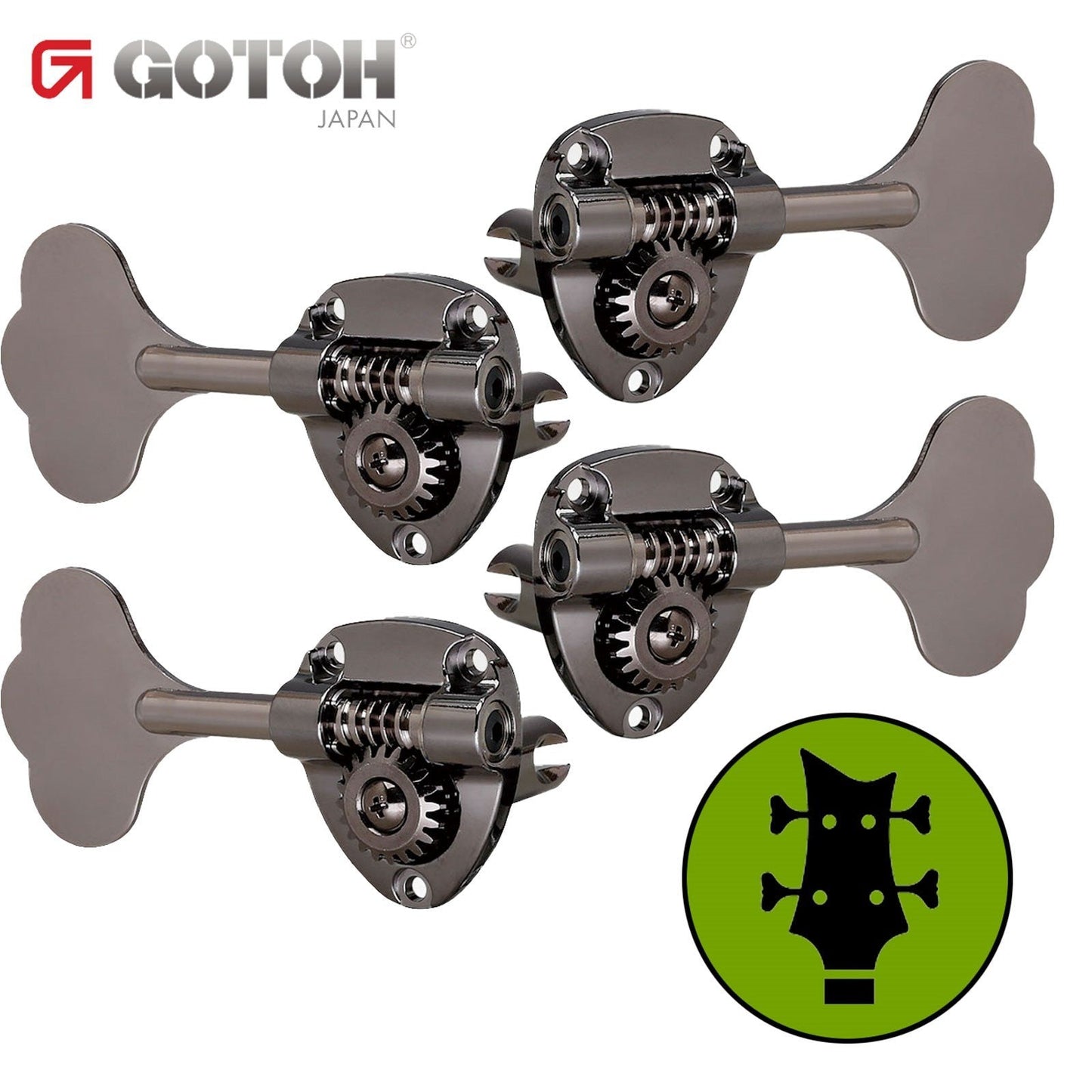 NEW Gotoh GB11W L2+R2 Bass Tuners Tuning Keys 20:1 w/ Harware 2x2 - COSMO BLACK