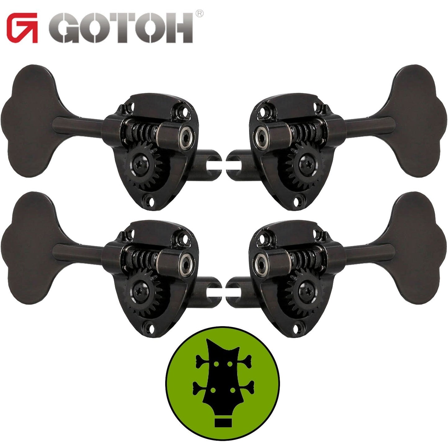 NEW Gotoh GB11W L2+R2 Bass Tuners Tuning Keys 20:1 w/ Harware 2x2 - BLACK