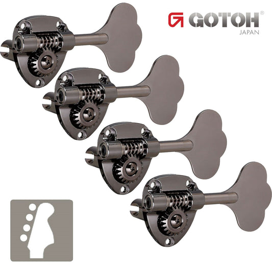 NEW Gotoh GB11W 4 In-Line Bass Tuners Tuning Keys Right Handed 20:1 COSMO BLACK