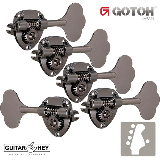 NEW Gotoh GB11W L4+R1 Bass Tuners Tuning Keys 20:1 w/ Hardware 4x1 - COSMO BLACK
