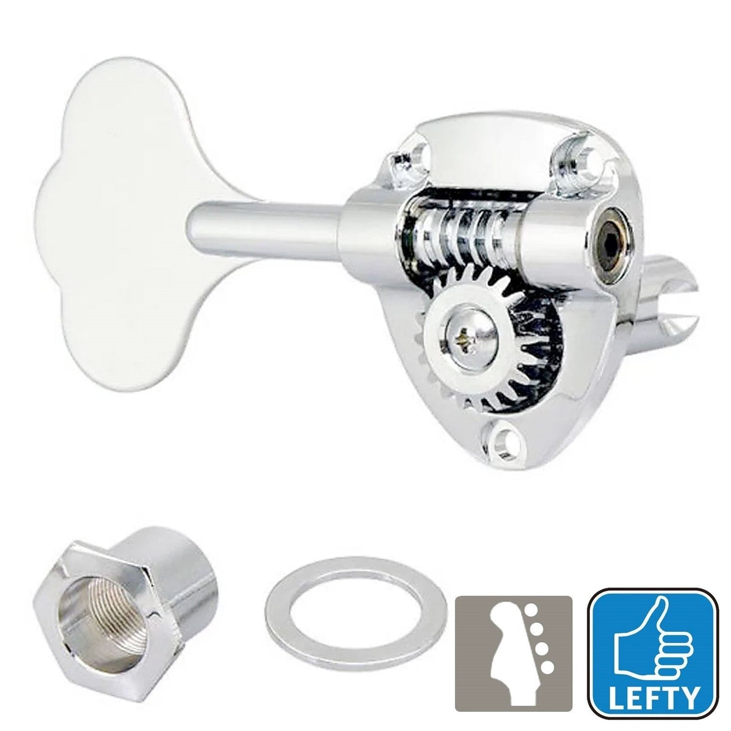NEW Gotoh GB11W 4 In-Line Bass LEFTY Tuners Tuning Keys LEFT Handed 20:1 CHROME