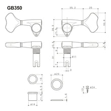 Carregar imagem no visualizador da galeria, NEW Gotoh GB350 RES-O-LITE Aluminum Bass 4-String Tuning Keys L2+R2 Set - CHROME