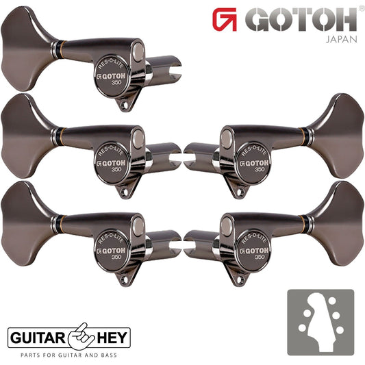 NEW Gotoh GB350 RES-O-LITE Aluminum Bass 5-String Tuners L2+R3 Set - COSMO BLACK