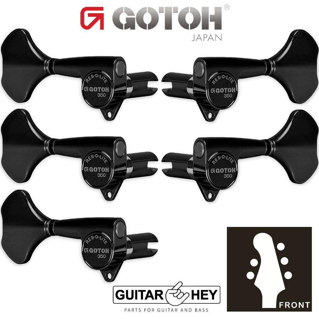 NEW Gotoh GB350 RES-O-LITE Aluminum Bass 5-String Tuning Keys L2+R3 Set - BLACK