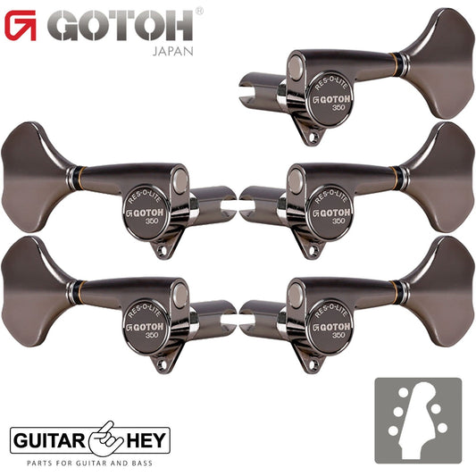 NEW Gotoh GB350 RES-O-LITE Aluminum Bass 5-String Tuning Keys L3+R2 COSMO BLACK
