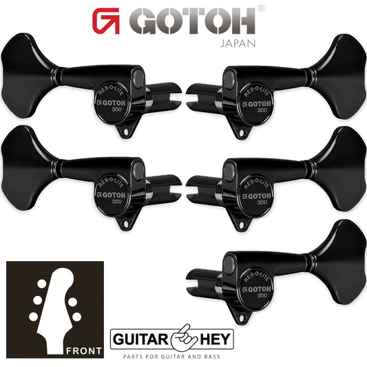 NEW Gotoh GB350 RES-O-LITE Aluminum Bass 5-String Tuning Keys L3+R2 Set - BLACK