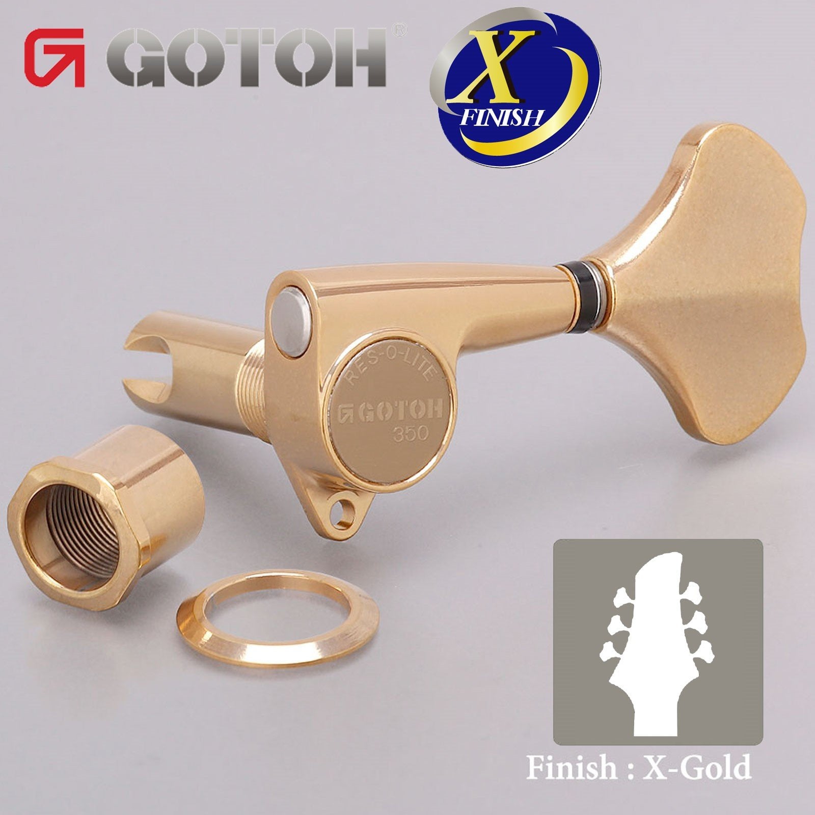 NEW Gotoh GB350 RES-O-LITE Aluminum Bass 6-String Tuning Keys L3+ 