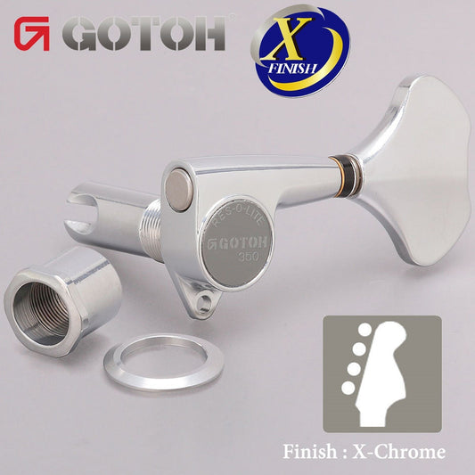 NEW Gotoh GB350 RES-O-LITE Aluminum Bass Side 4-in Line Tuning Keys Set X-CHROME