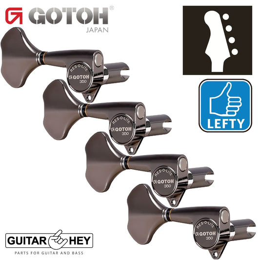 NEW Gotoh GB350 RES-O-LITE Aluminum TREBLE Side 4-in Line Tuners Set COSMO BLACK