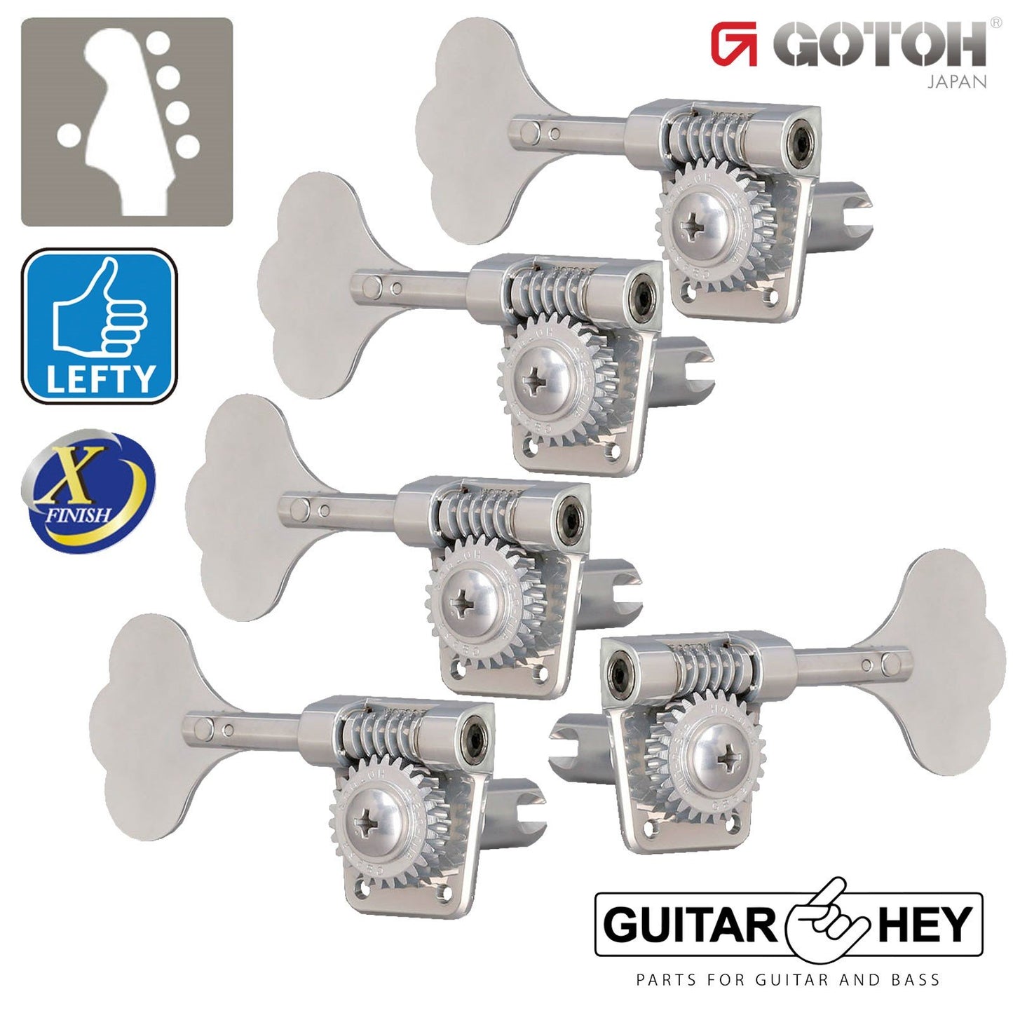 NEW Gotoh GB528 Res-O-Lite Vintage Bass L1+R4 Lightweight 1x4 - ANTIQUE X-CHROME