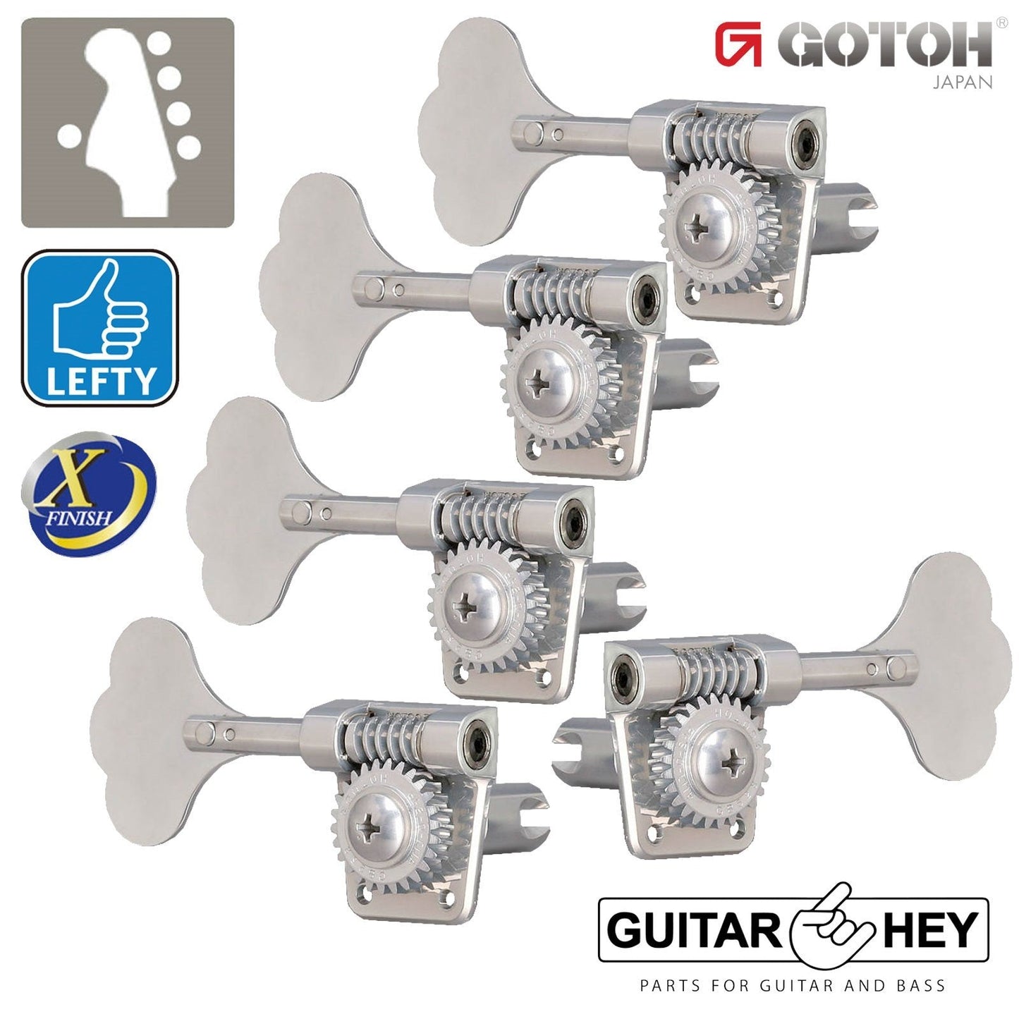 NEW Gotoh Res-O-Lite GB528 Vintage Style Bass L1+R4 Set Lightweight 1x4 X-CHROME