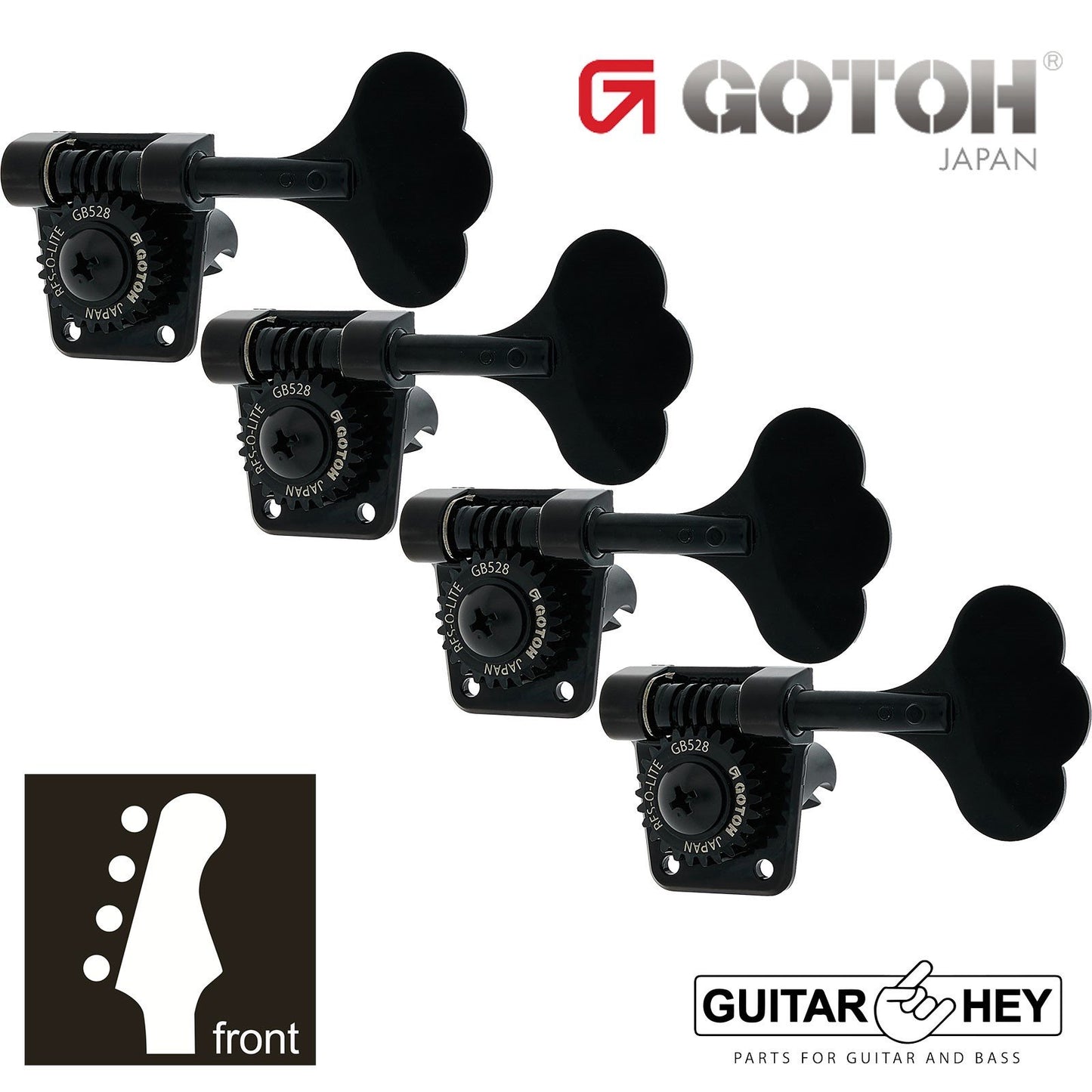 NEW Gotoh GB528 Res-O-Lite Vintage Style Bass 4-in-Line Set Lightweight - BLACK