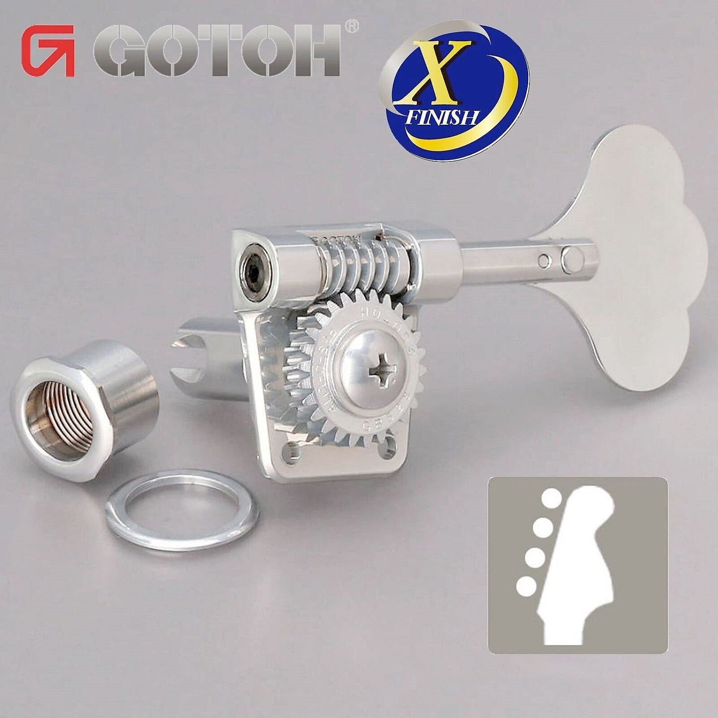 NEW Gotoh GB528 Res-O-Lite Vintage Bass 4-in-Line Lightweight ANTIQUE X-CHROME