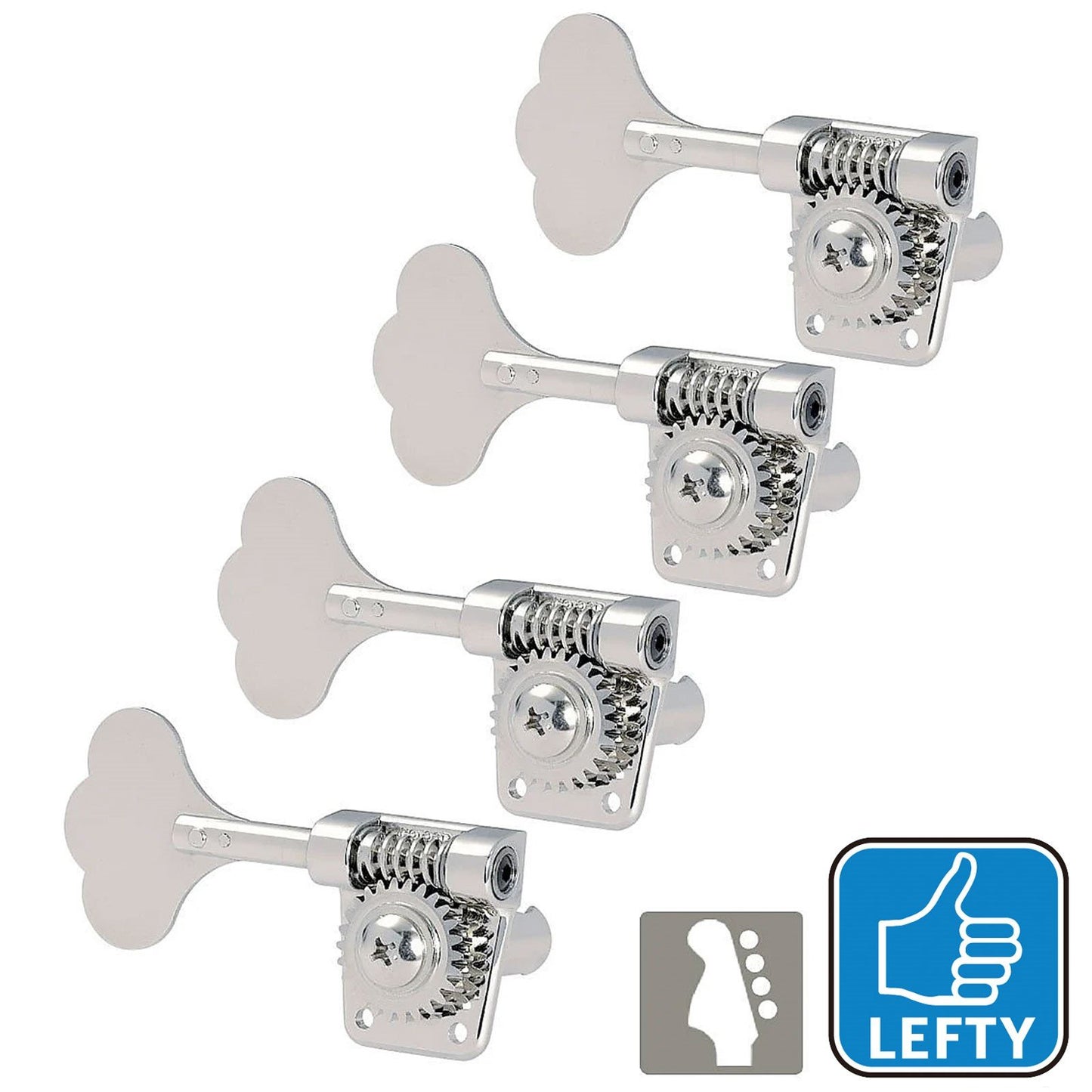 NEW Gotoh GB528 Res-O-Lite Vintage Style Bass 4-in-Line Set LEFT HANDED - NICKEL