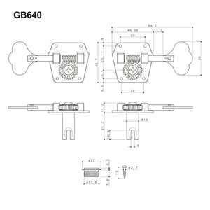 NEW Gotoh GB640 Super Light Weight 4-String Bass Guitar Tuners Set - X-CHROME