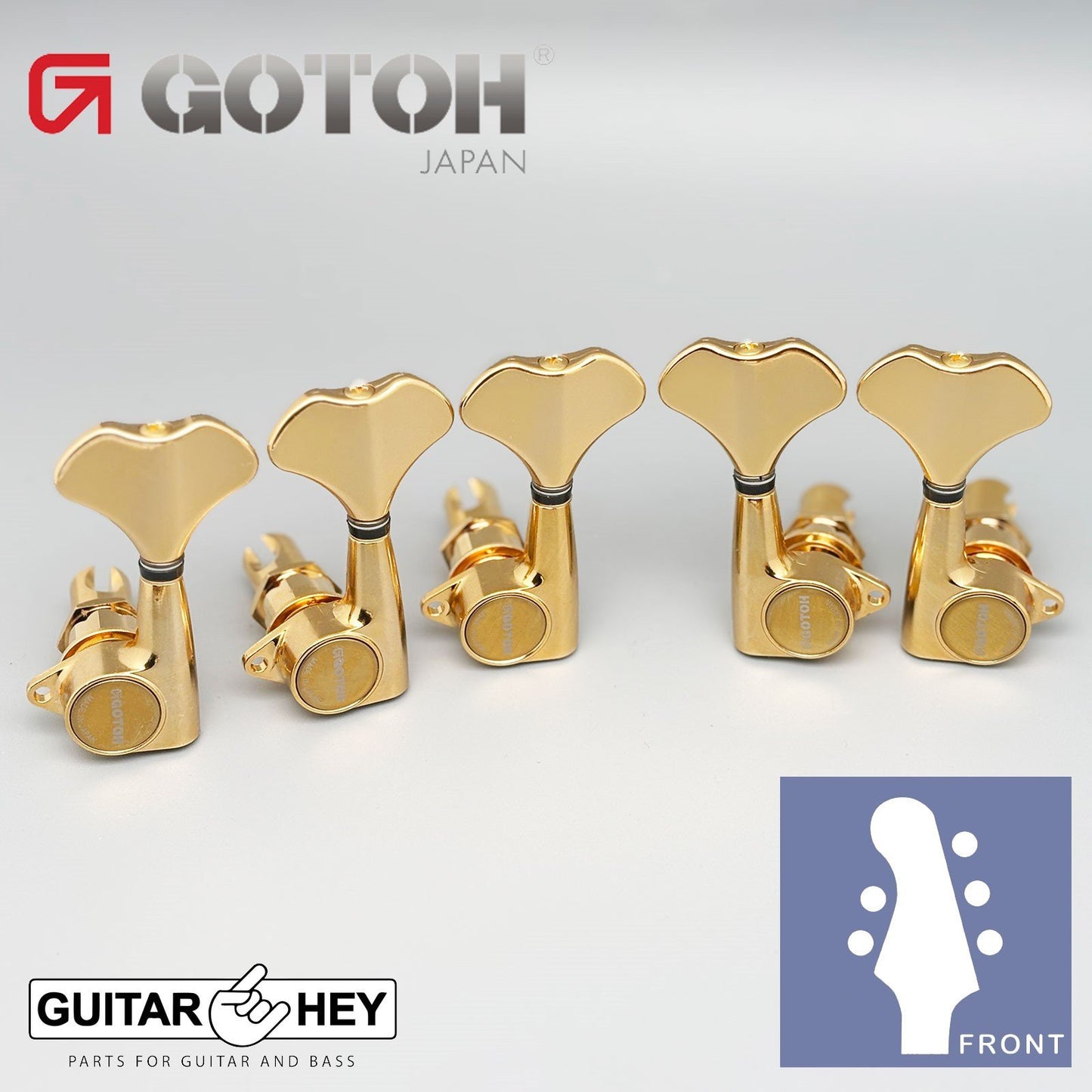 NEW Gotoh GB707 5-String Bass Machine Heads Set L2+R3 TUNERS 2x3 - GOLD