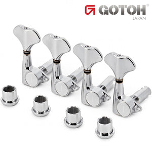 NEW Gotoh Japan GB707 Bass Machine Heads 4-in-line Tuners SET w/ Screws - CHROME