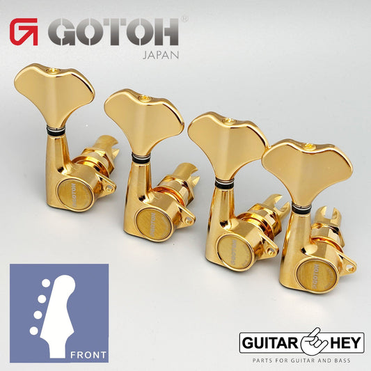NEW Gotoh Japan GB707 Bass Machine Heads 4-in-line Tuners SET w/ Screws - GOLD