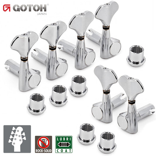 NEW Gotoh GB707 6-Strings Bass Machine Heads Set L4+R2 Tuners w/ Screws - CHROME