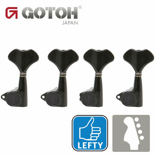 NEW Gotoh GB707 Bass Machine Heads 4-in-line Tuners TREBLE SIDE, Lefty - BLACK